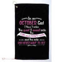 October Girl Sweet But Crazy Funny Birthday Golf Towel thumb 0