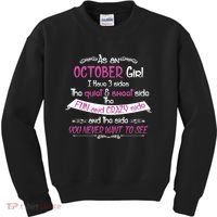 October Girl Sweet But Crazy Funny Birthday Kids Sweatshirt thumb 0