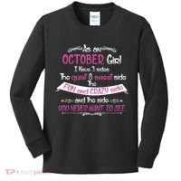 October Girl Sweet But Crazy Funny Birthday Kids Long Sleeve Shirt thumb 0