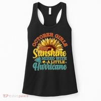 October Girls Are Sunshine Mixed With A Little Hurricane Sunflower Birthday Women's Tank Top thumb 0