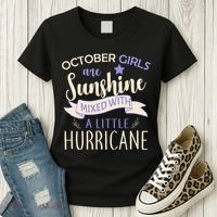 October Girls Are Sunshine Mixed With Hurricane Women's T-Shirt thumb 3