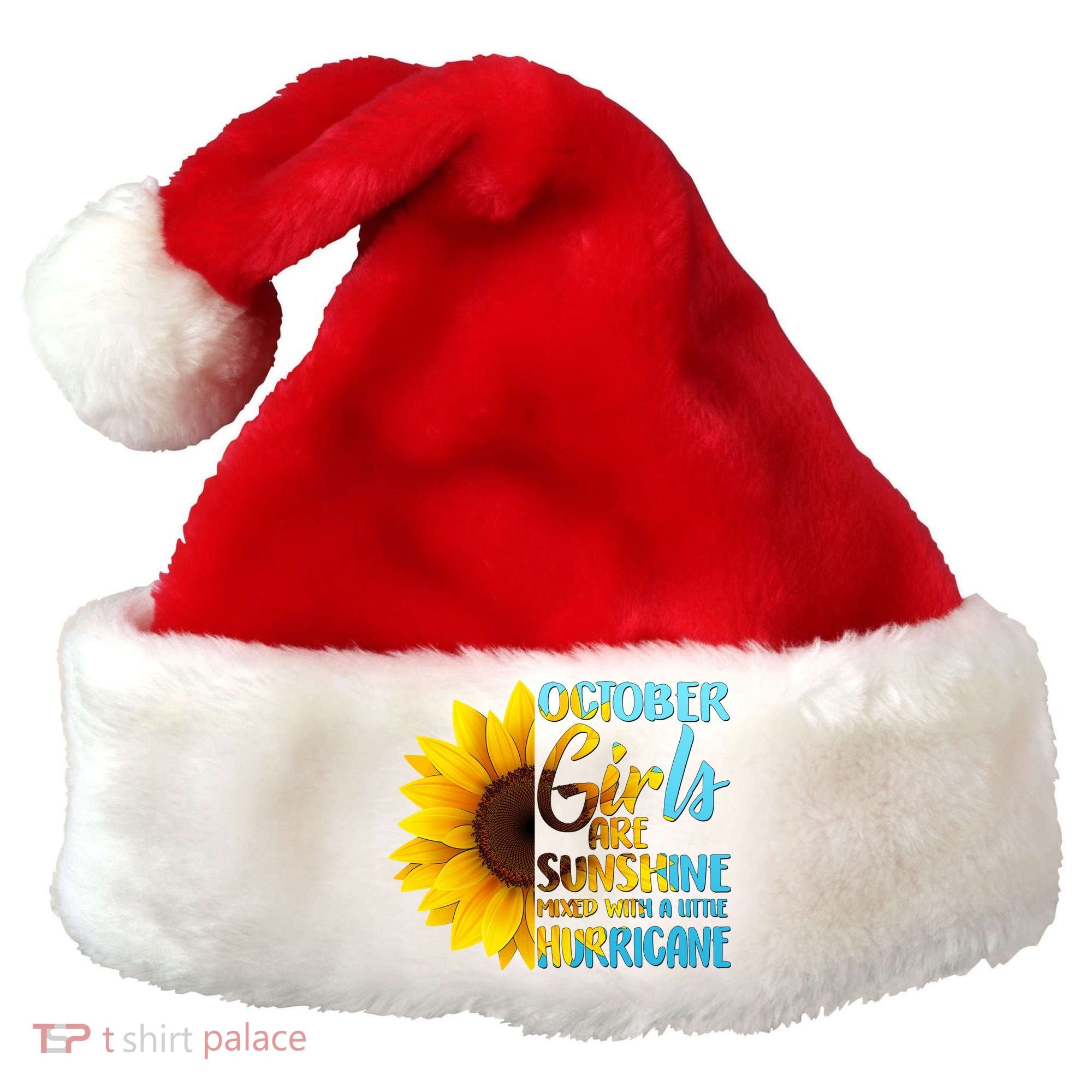 October Girls Sunflower Santa Hat