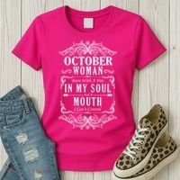 October Woman Funny Birthday Women's T-Shirt thumb 3