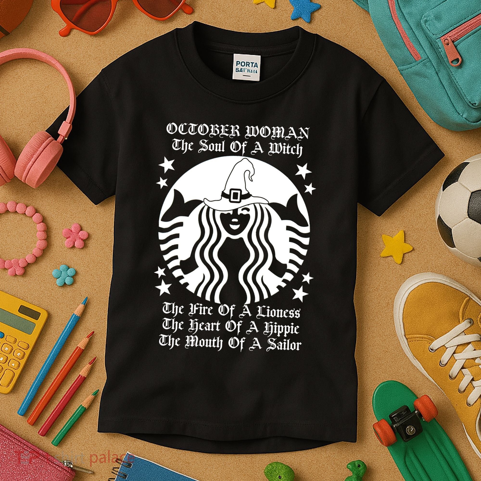 October Woman Soul Of A Witch Fire Of Lioness Kids T-Shirt