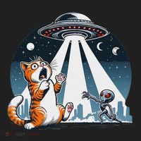 Orange Cat Ufo Women's Sweatshirt thumb 2