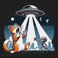 Orange Cat Ufo Women's Sweatshirt thumb 2