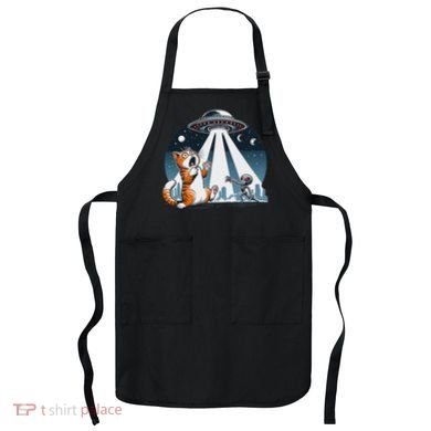 Orange Cat Ufo Apron