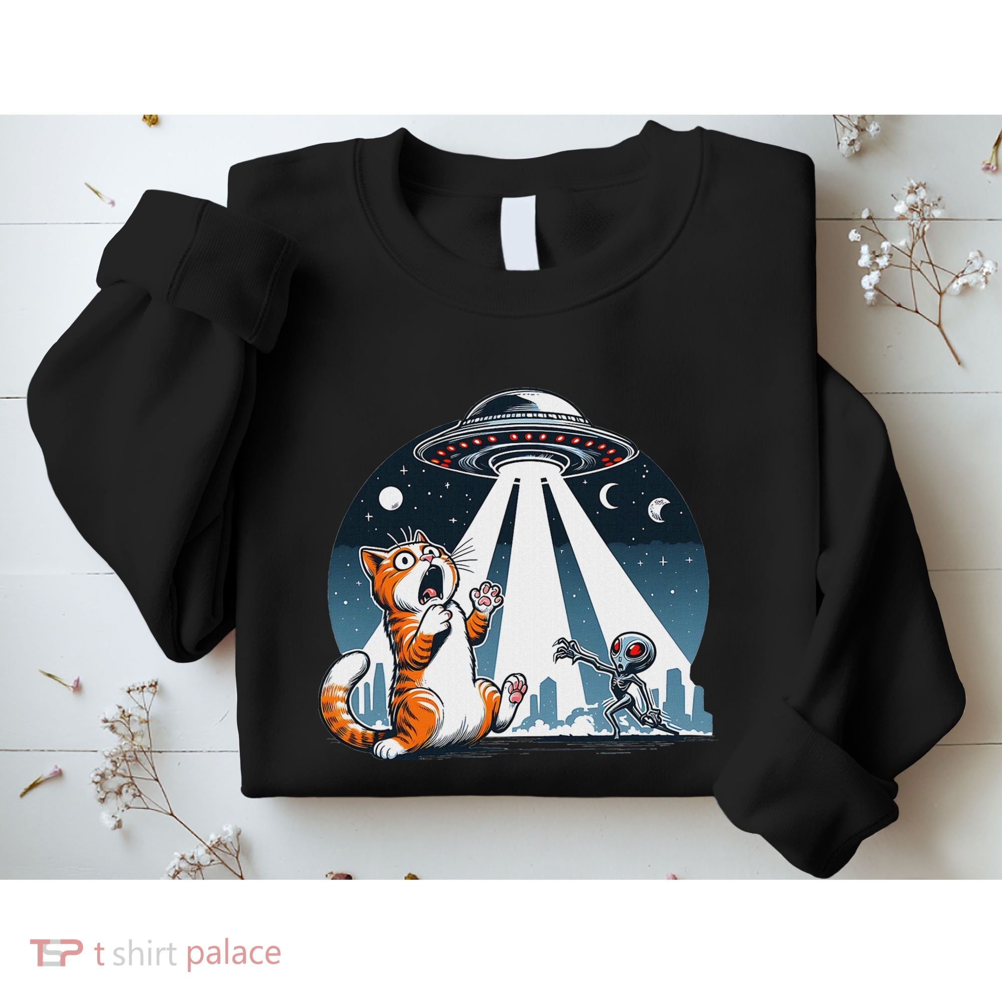 Orange Cat Ufo Sweatshirt