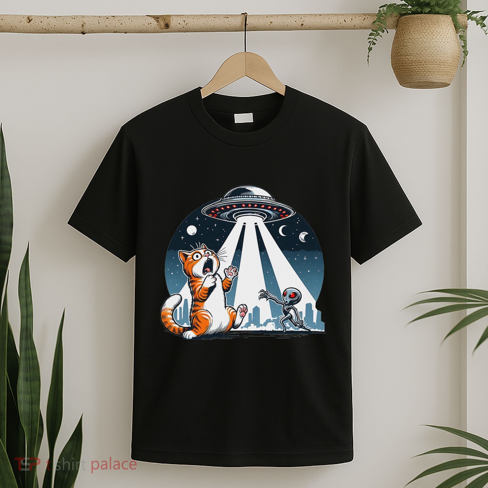 Orange Cat Ufo T-Shirt