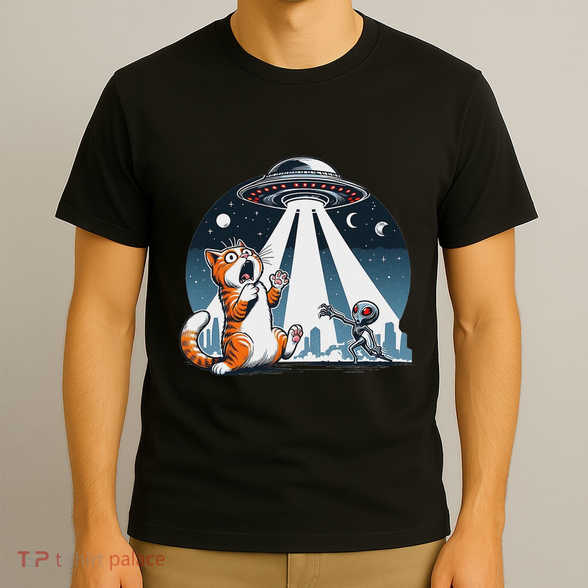 Orange Cat Ufo T-Shirt