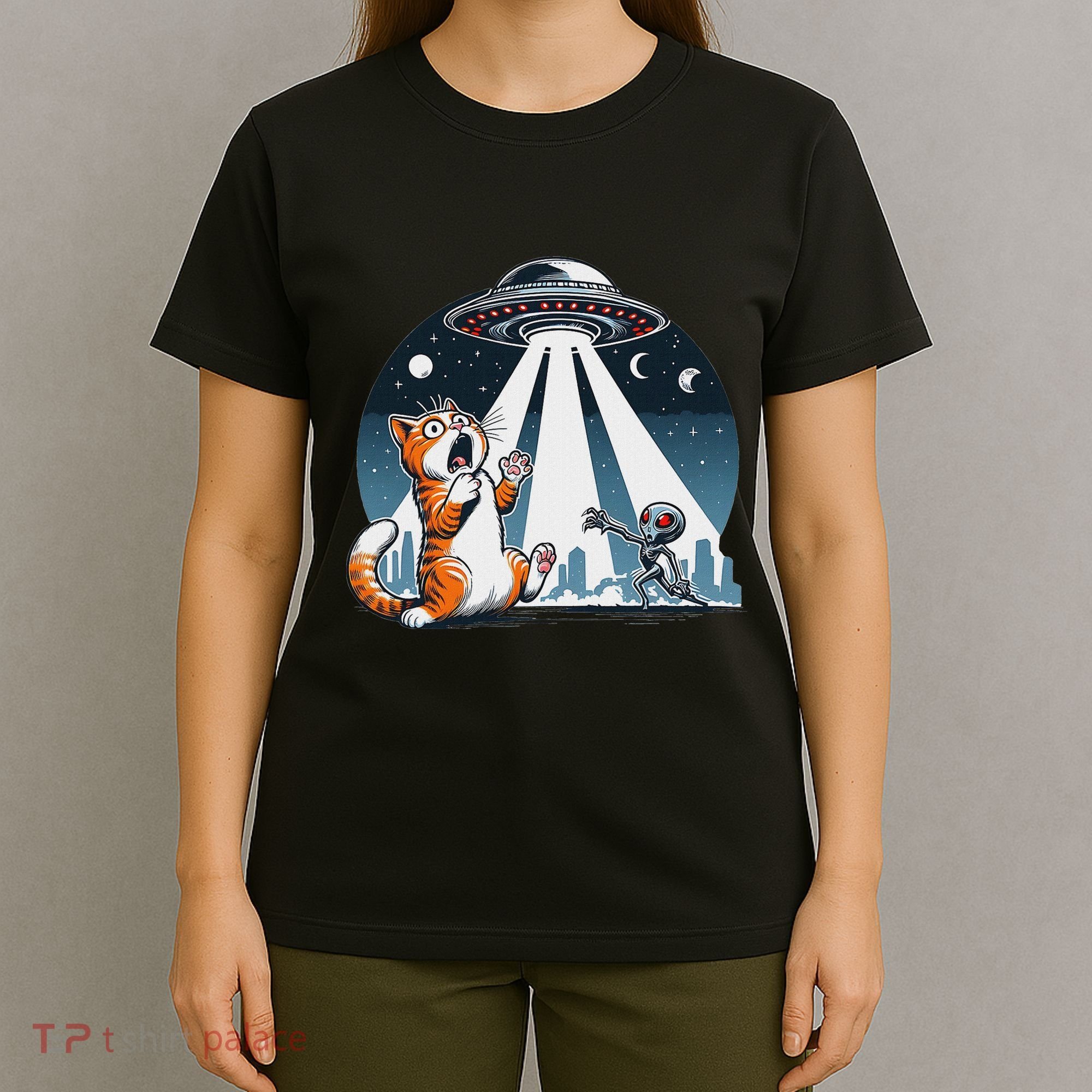 Orange Cat Ufo T-Shirt