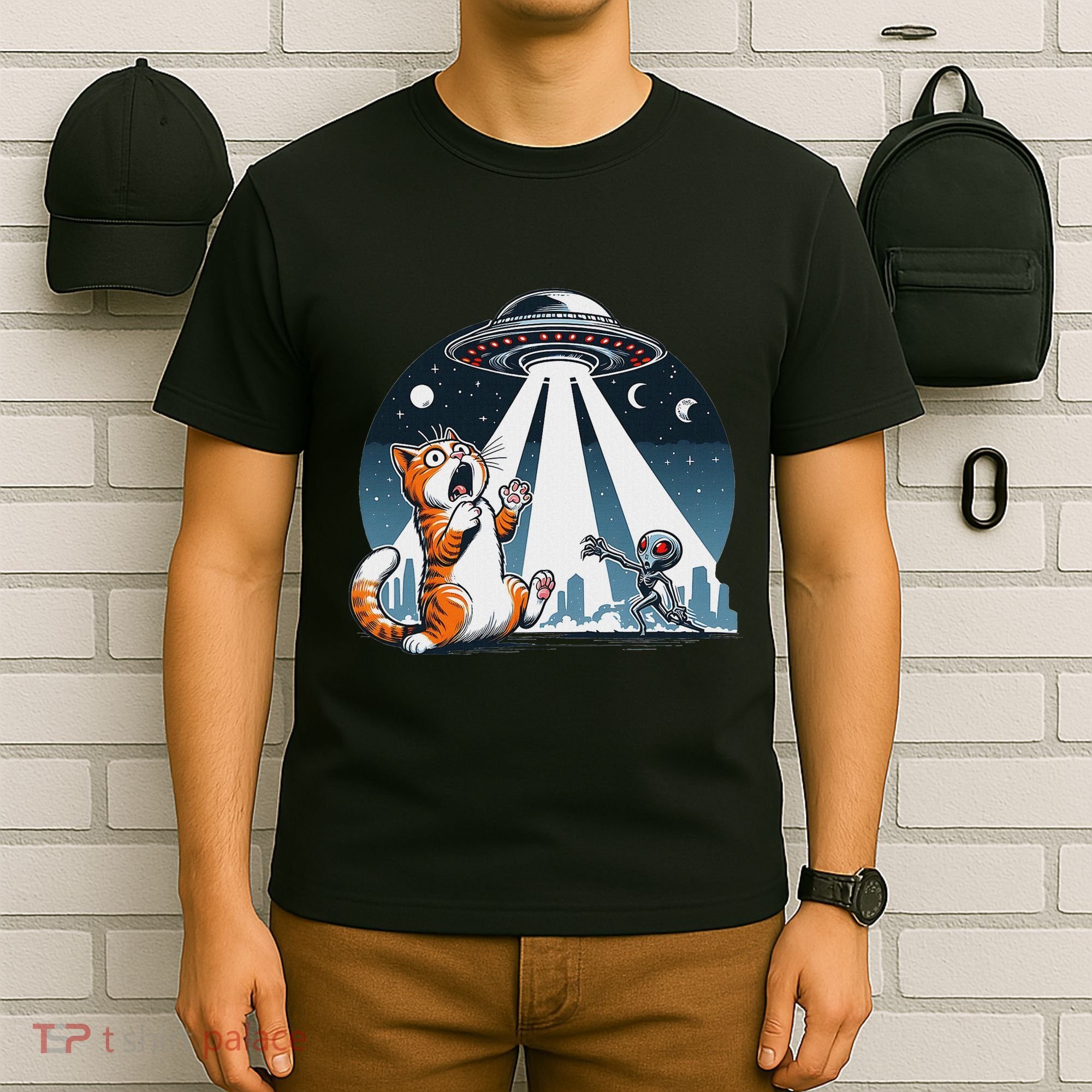 Orange Cat Ufo T-Shirt
