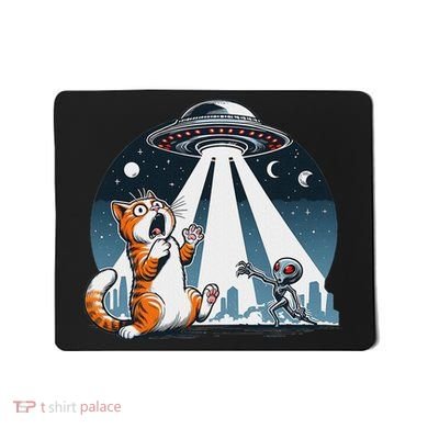 Orange Cat Ufo Mousepad