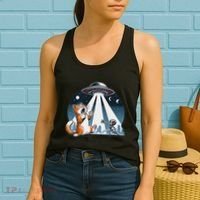 Orange Cat Ufo Women's Tank Top thumb 2