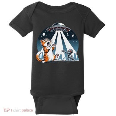Orange Cat Ufo Baby Bodysuit