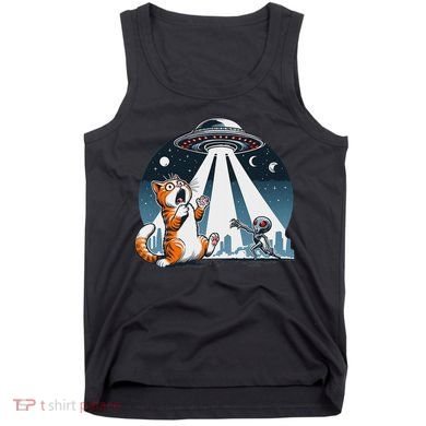 Orange Cat Ufo Tank Top