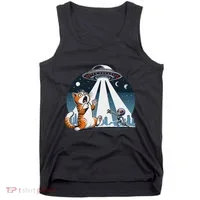 Orange Cat Ufo Tank Top thumb 0