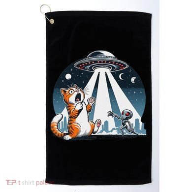 Orange Cat Ufo Golf Towel