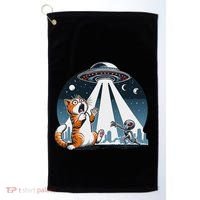 Orange Cat Ufo Golf Towel thumb 0