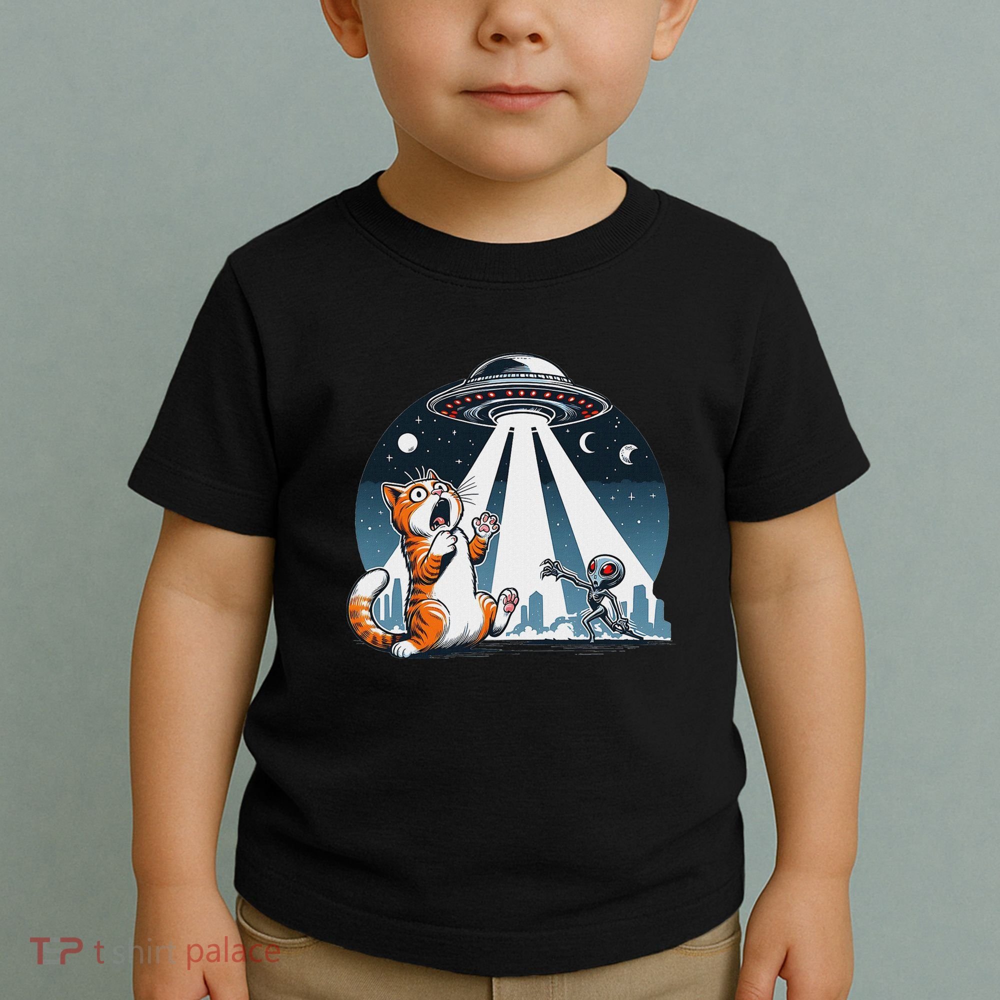 Orange Cat Ufo Toddler T-Shirt