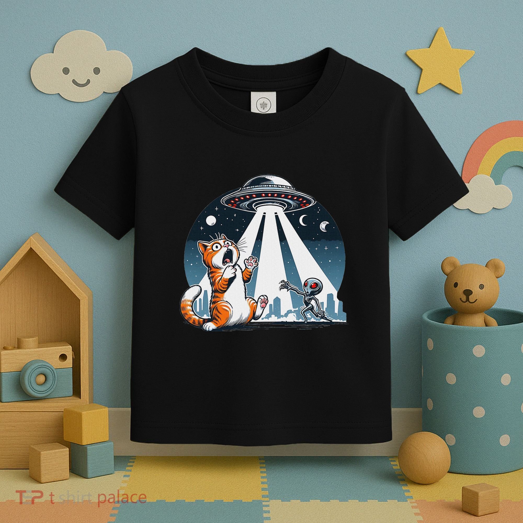 Orange Cat Ufo Toddler T-Shirt