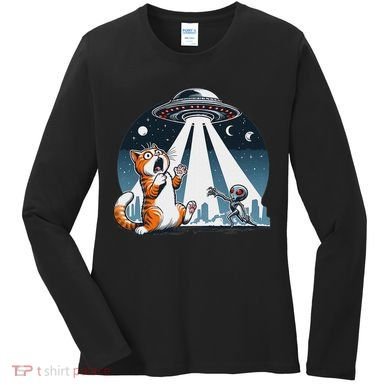 Orange Cat Ufo Women's Long Sleeve Shirt