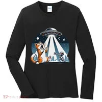 Orange Cat Ufo Women's Long Sleeve Shirt thumb 0