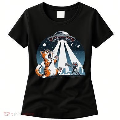 Orange Cat Ufo Women's T-Shirt