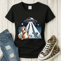 Orange Cat Ufo Women's T-Shirt thumb 3