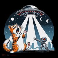 Orange Cat Ufo Women's T-Shirt thumb 6