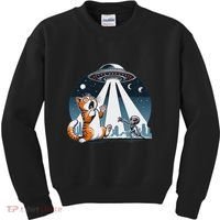 Orange Cat Ufo Kids Sweatshirt thumb 0