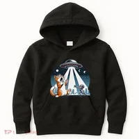 Orange Cat Ufo Kids Hoodie thumb 0
