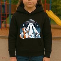 Orange Cat Ufo Kids Hoodie thumb 3