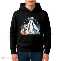 Orange Cat Ufo Kids Hoodie thumb 4