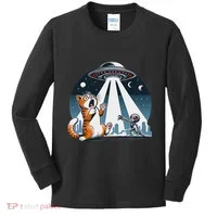 Orange Cat Ufo Kids Long Sleeve Shirt thumb 0