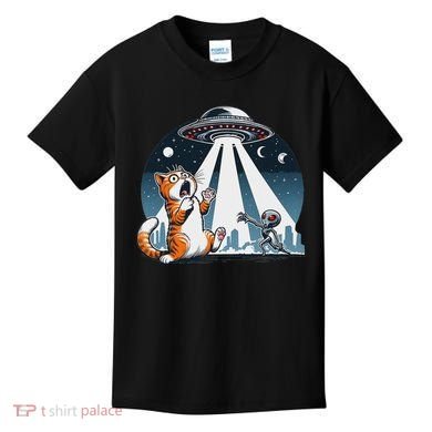 Orange Cat Ufo Kids T-Shirt