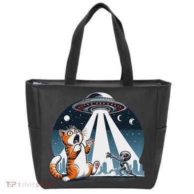 Orange Cat Ufo Tote Bag