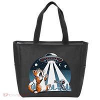 Orange Cat Ufo Tote Bag thumb 0
