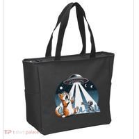 Orange Cat Ufo Tote Bag thumb 2