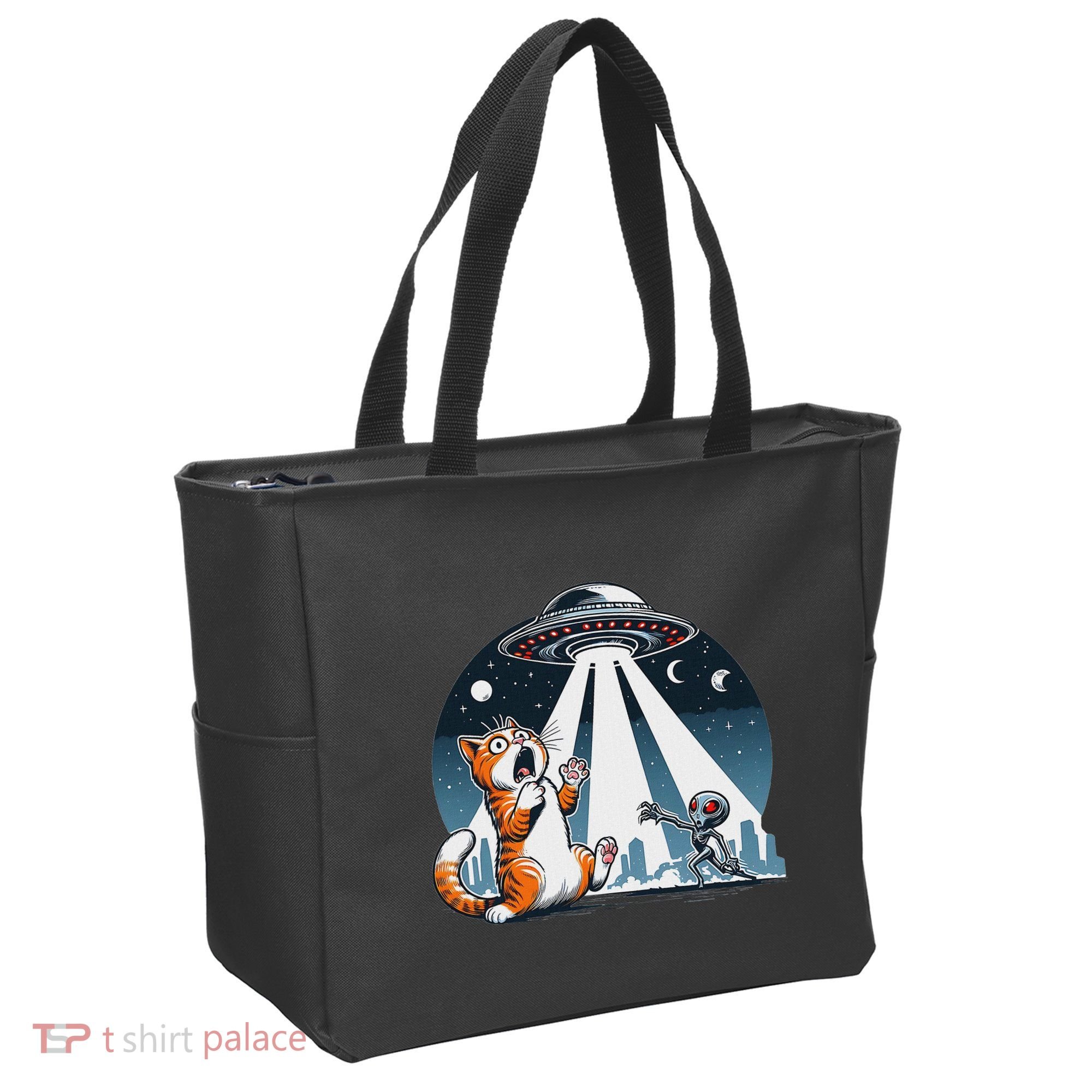Orange Cat Ufo Tote Bag