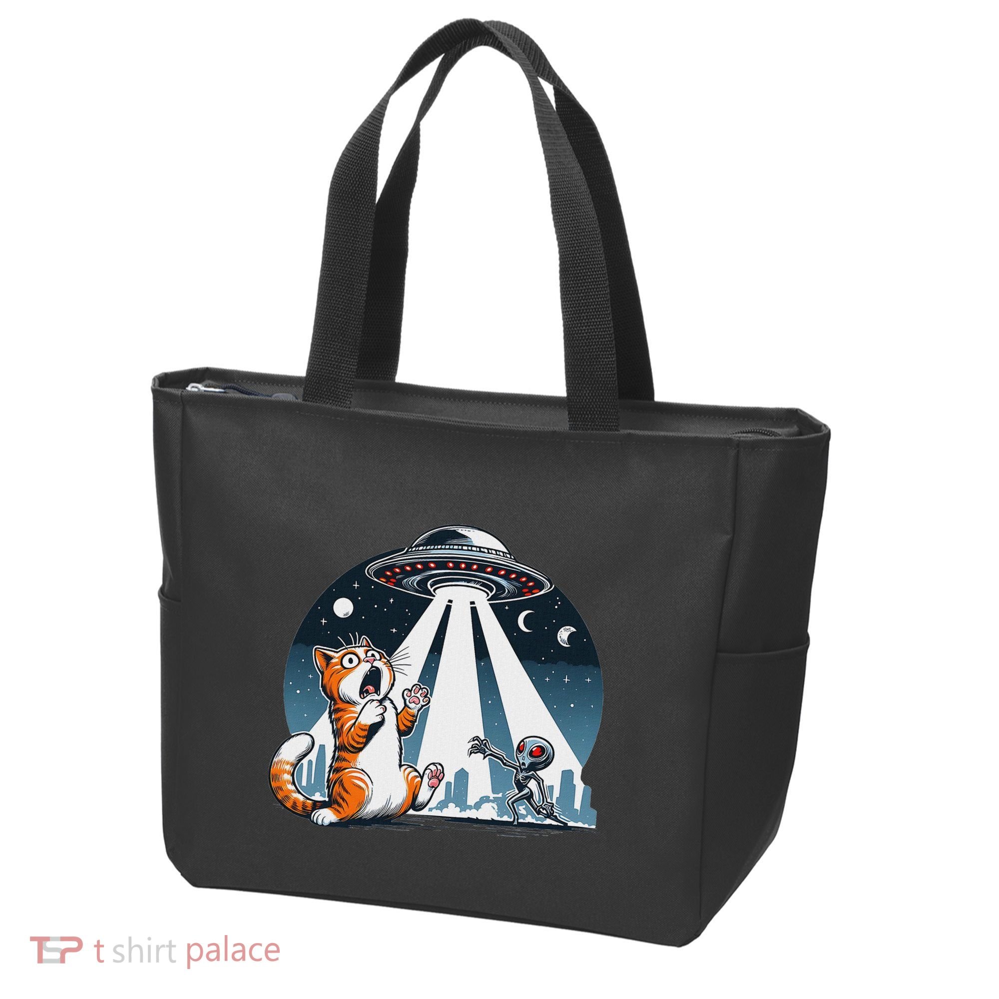 Orange Cat Ufo Tote Bag