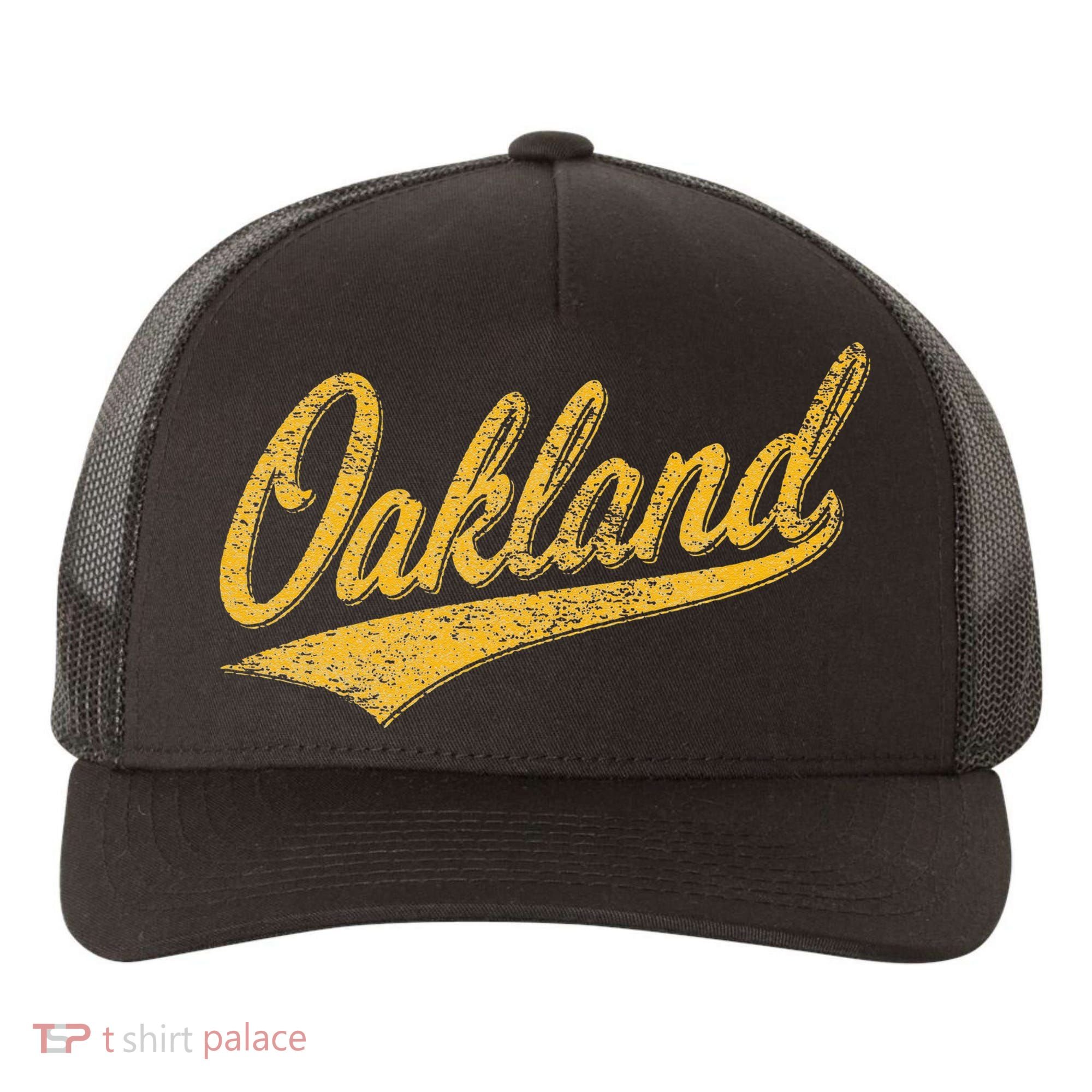 OAKLAND CALIFORNIA VARSITY SCRIPT CLASSIC SPORT JERSEY STYLE Yupoong Adult 5-Panel Trucker Hat