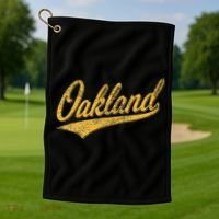 OAKLAND CALIFORNIA VARSITY SCRIPT CLASSIC SPORT JERSEY STYLE Golf Towel thumb 1