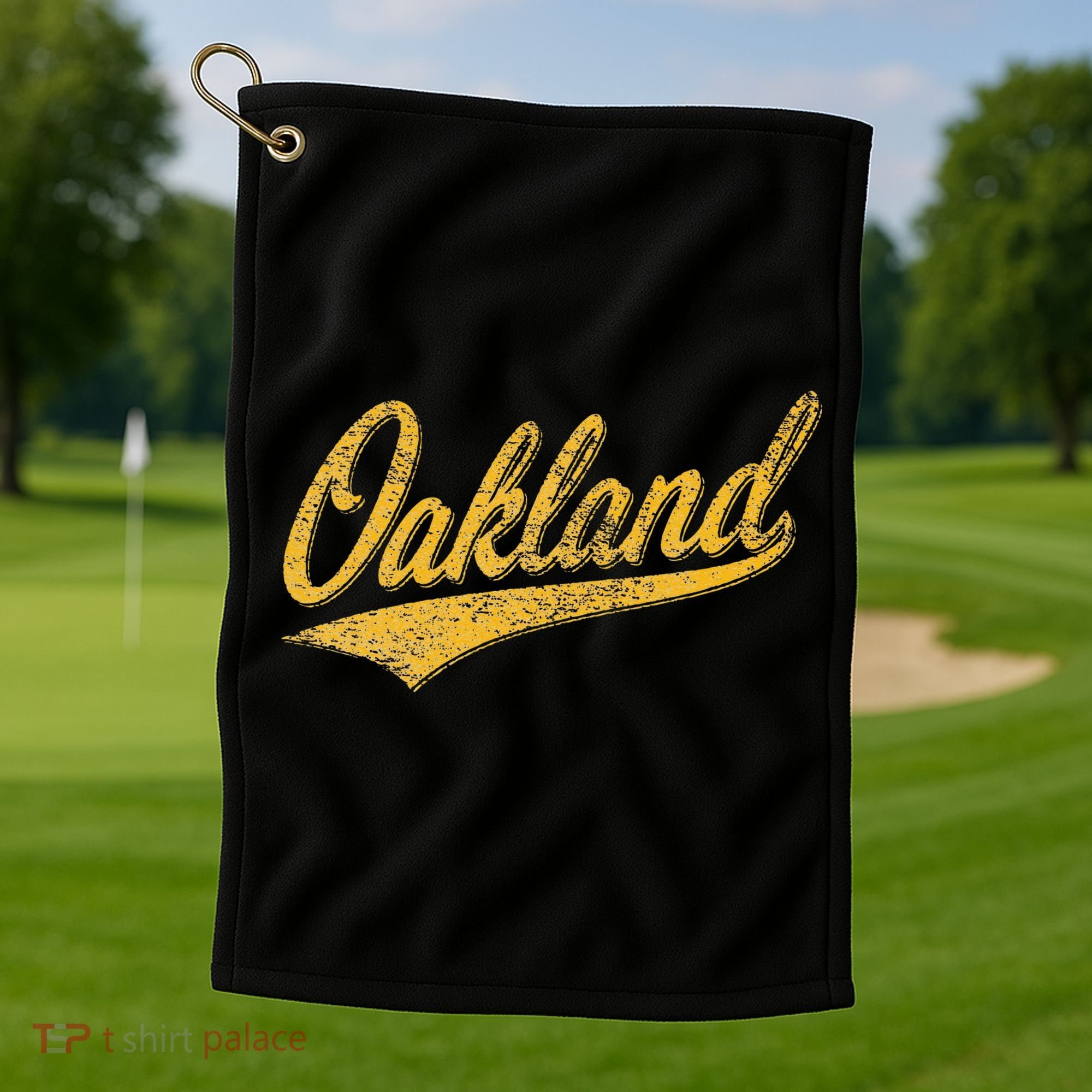 OAKLAND CALIFORNIA VARSITY SCRIPT CLASSIC SPORT JERSEY STYLE Golf Towel
