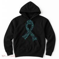Ovarian Cancer Warrior Teal Ribbon Awareness Gift Hoodie thumb 0