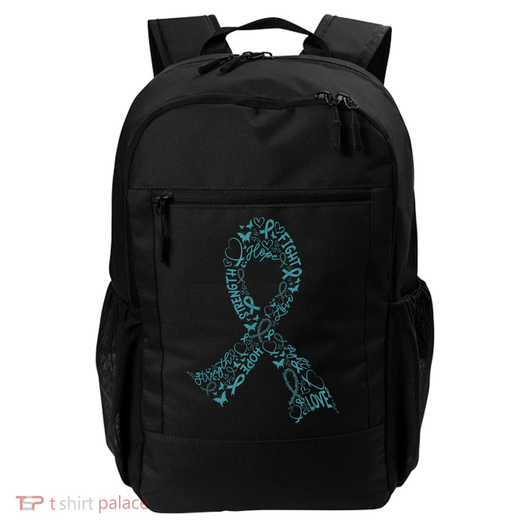 Ovarian Cancer Warrior Teal Ribbon Awareness Gift Backpack