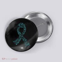 Ovarian Cancer Warrior Teal Ribbon Awareness Gift Button thumb 0