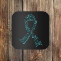 Ovarian Cancer Warrior Teal Ribbon Awareness Gift Coaster thumb 0