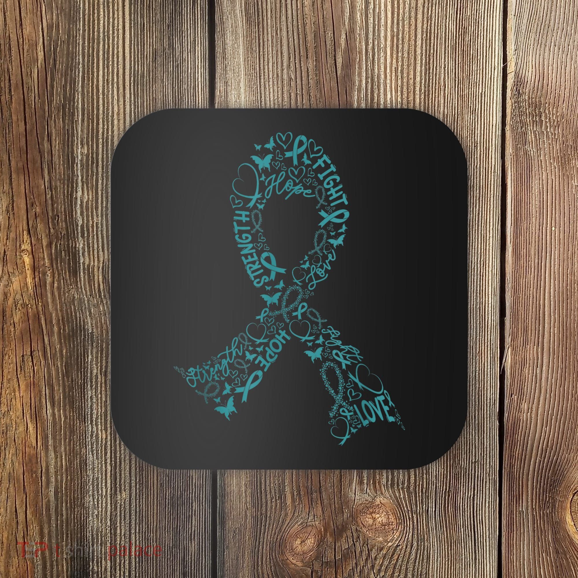 Ovarian Cancer Warrior Teal Ribbon Awareness Gift Coaster