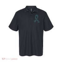 Ovarian Cancer Warrior Teal Ribbon Awareness Gift Polo thumb 0